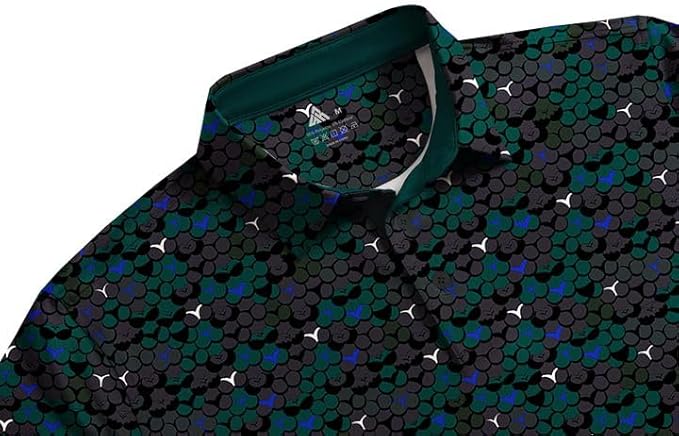 Camisa de polo de golf de manga corta de los hombres de rendimiento de la humedad Wicking camisa con cuello impreso para el golf y el desgaste casual