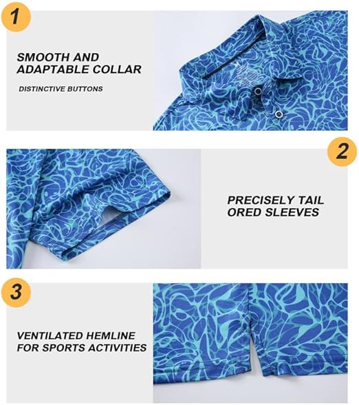 Camisetas de golf premium para hombres Camiseta de cuello de manga corta de Polo de rendimiento de ajuste seco