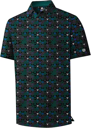 Camisa de polo de golf de manga corta de los hombres de rendimiento de la humedad Wicking camisa con cuello impreso para el golf y el desgaste casual