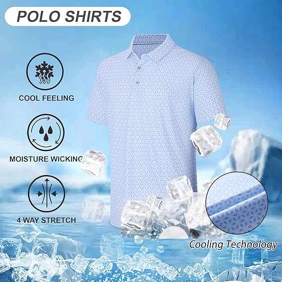 Camisetas de golf para hombres Camiseta de cuello seca de manga corta de impresión de humedad